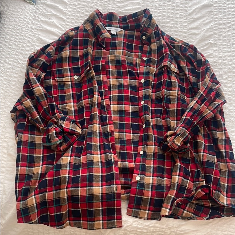 Old Navy Red and Blue Plaid Button Down Shirt